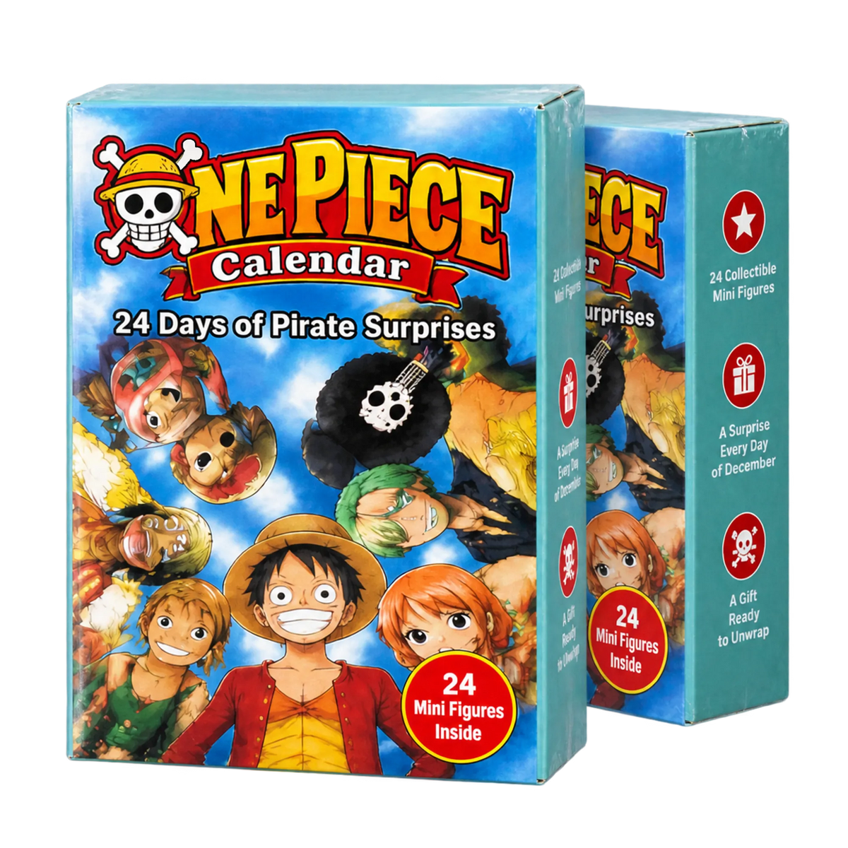 Two One Piece™ Calendar advent boxes with the Straw Hat crew artwork