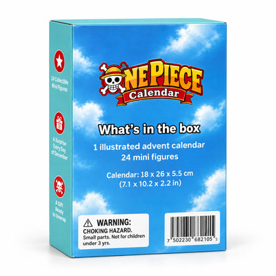 Back of the One Piece Calendar box: what's in the box and dimensions